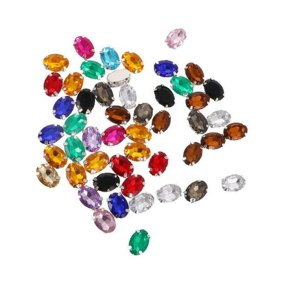 Thinsony 50pcs 10 * 14mm Ovale Ellipse Acrylique Strass Couleur Mélanger Bouton pour Bricolage Artisanat Style un 1Set