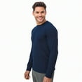 thumbnail image 2 of Men's Long Sleeve Crew Neck Ribbed Cuff Solid Tee/T-Shirt , Navy 2XL, 1 Pack, 2 of 6
