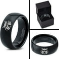 thumbnail image 4 of Tungsten North American Racoon Coon Band Ring 8mm Men Women Comfort Fit Black Dome Polished, 4 of 4