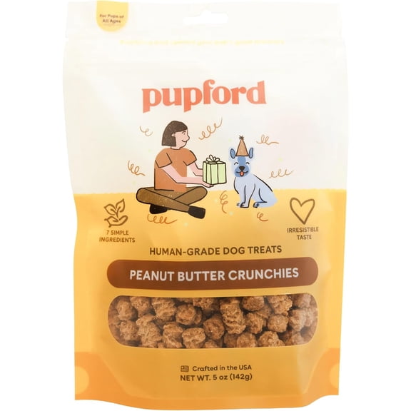 Pupford Peanut Butter Crunchies, All-Natural, Human-Grade Treats for Dogs & Puppies (5 oz)