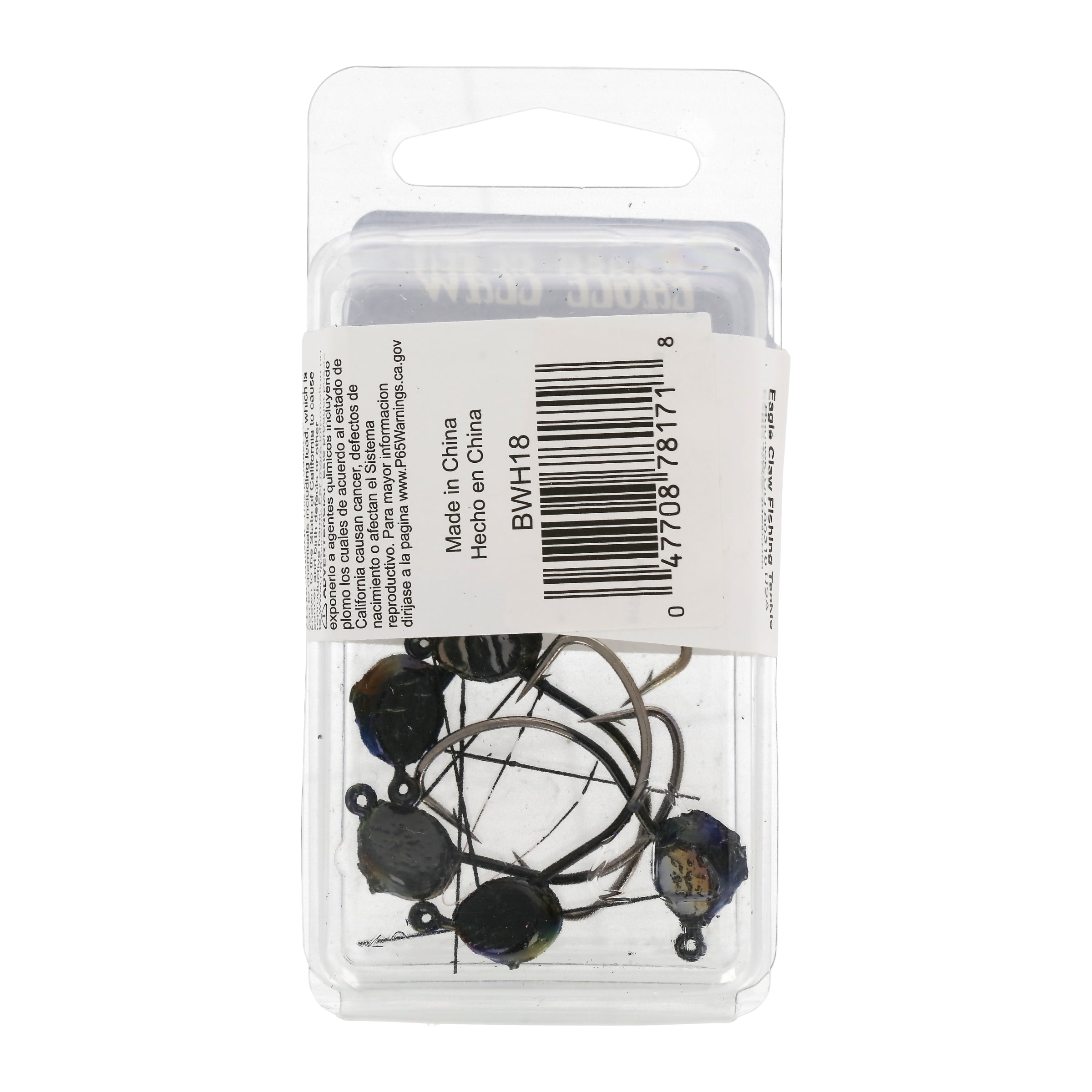 Eagle Claw Wacky Fishing Jig Head with Weed Guard, Black, 1/4 oz.