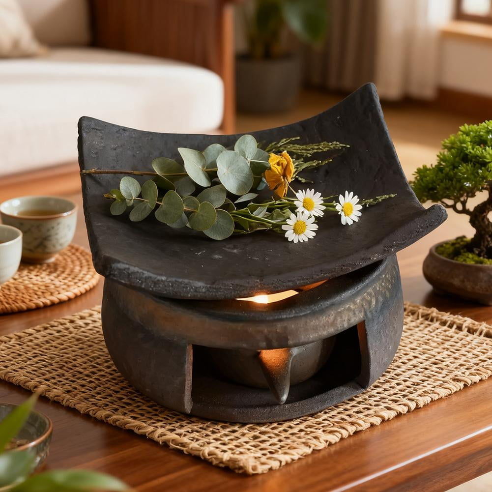 SharkTRUE Cedar and Zen Herb Burner,Ceramic Aromatherapy Stove Essential Oil Burner,Cedar and Zen Incense Burner Kit for Home Office, Tea Light Candle Holders Teapot Warmer for Meditation,Relaxation