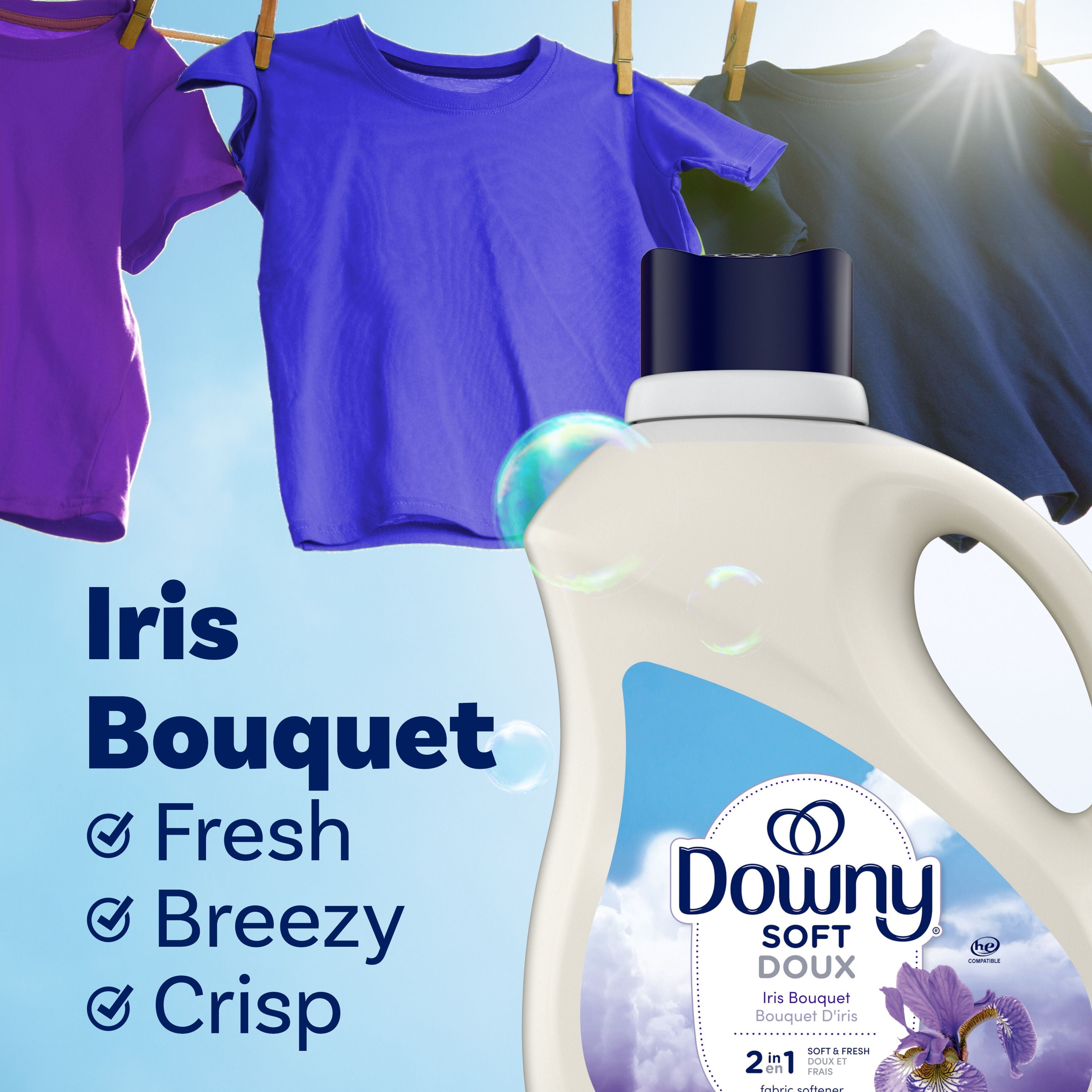 Downy SOFT & FRESH Fabric Softener Liquid, Iris Bouquet Scent, Downy Fabric Softener, Laundry Softener