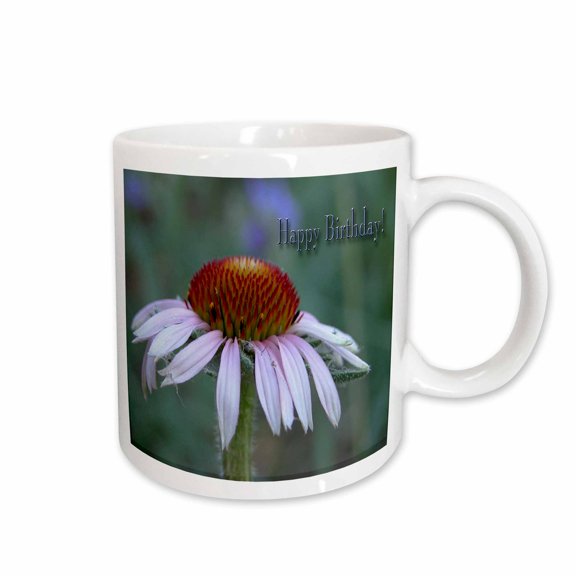 3drose, Purple Cone Flower, Happy Birthday, 11oz Mug