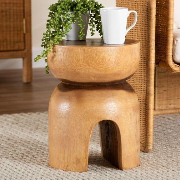 bali & pari Abrina Rustic End Table, Natural Brown
