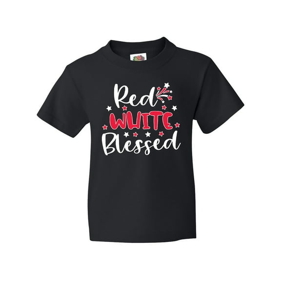 Inktastic 4th of July Red White Blessed Fireworks Youth T-Shirt