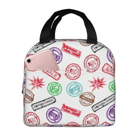 Insulated Lunch Bag for Women Men - hilarious Postmark Pattern Leakproof Cooler Lunch Box for Women Men  Lunch Tote Bags for Work School Picnic Travel