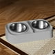 thumbnail image 5 of Juego de cuencos de comida para mascotas de acero inoxidable | Doble Bowl Antideslizante | Alimentador elevado de soporte de cuello | Diseño de boca ancha | 14,17x7,67 pulgadas | Limpieza fácil, 5 of 6