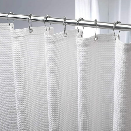 White Waffle Shower Curtain, Polyester Matt White Shower Curtain for ...