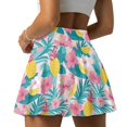 thumbnail image 2 of Xoenoiee Tropical Pineapple Lemon Hibiscus Print Women's Pleated Tennis Skorts Athletic Golf Skirt with Pockets Palm Leaves High Waisted Tummy Control Mini Skort for Workout, Size 2XL, 2 of 7