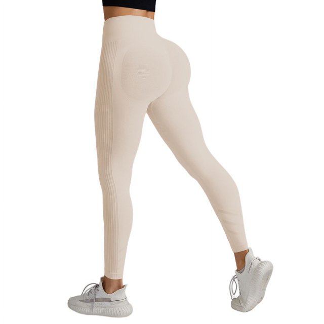 Suministro directo de fábrica, venta caliente, pantalones de yoga para mujer, sin costuras, tejidos, ajustados, de cintura alta, transpirables, pantalones deportivos de fitness al por mayor