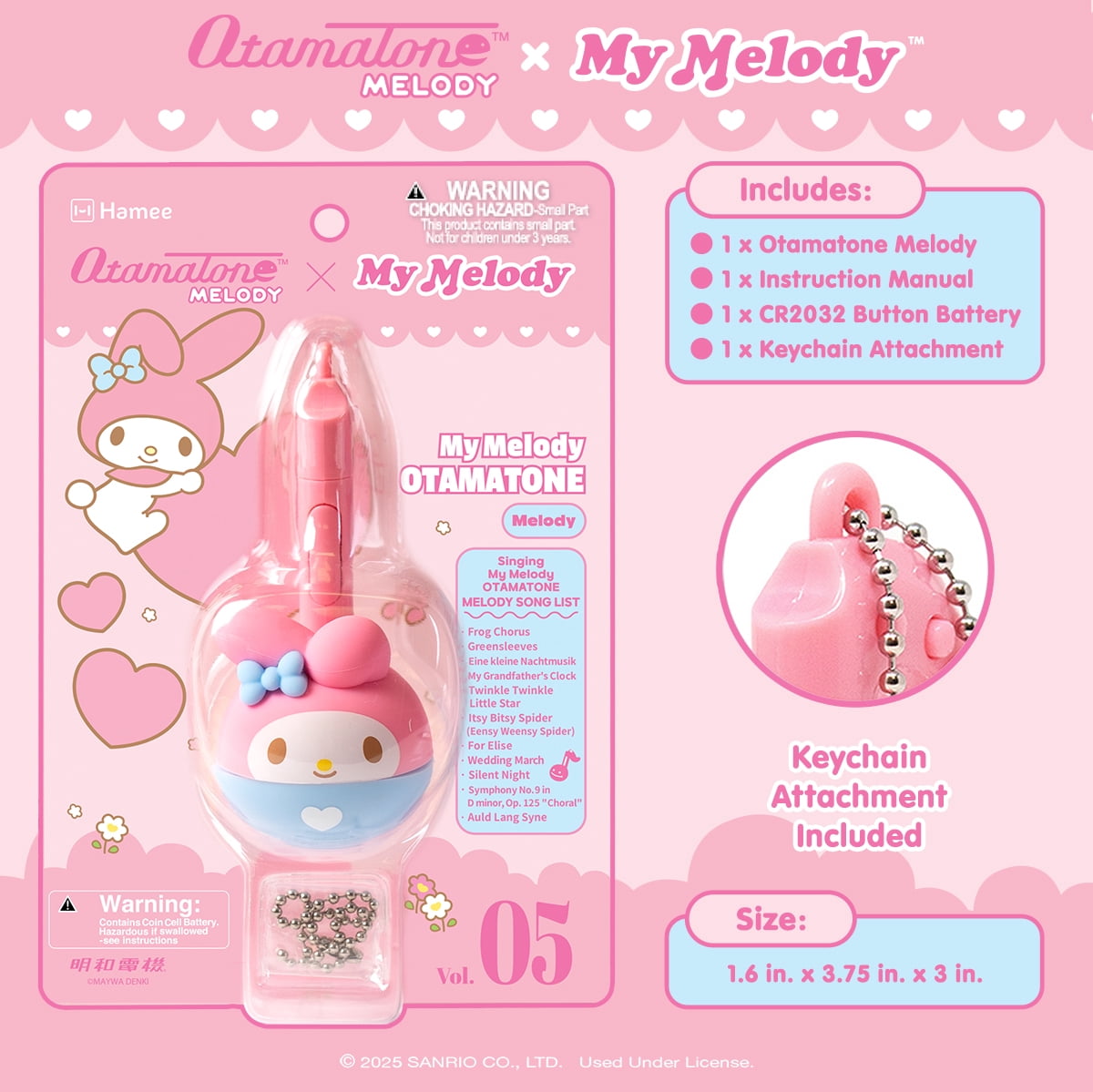 Otamatone Melody Sanrio Portable Small Size Electronic Keychain Musical Toy from Japan - My Melody