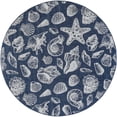 thumbnail image 3 of 6ft Round Water Resistant, Indoor Outdoor Rugs for Patios, Front Door Entry, Entryway, Deck, Porch, Balcony | Outside Area Rug for Patio | Navy, Coastal | Size: 5'3'' Round, 3 of 6