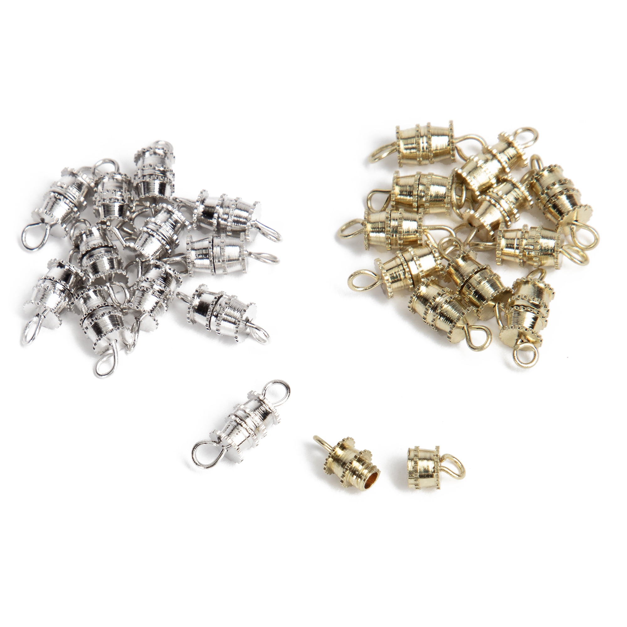 Cousin DIY Barrel Clasps, Silver and Gold Coated Metal, 24 Piece