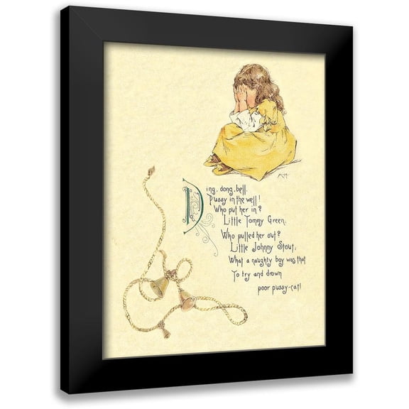 Humphrey, Maud 12x14 Black Modern Framed Museum Art Print Titled - Nursery Rhymes: Ding Dong Bell, Pussy in the Well