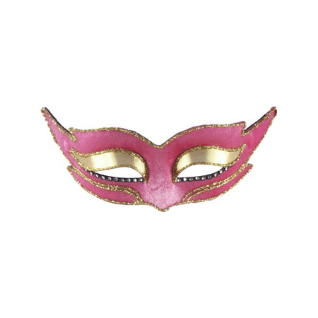 Halloween Pink Gold Rhinestone Glitter Pointed Venetian Carnival Glasses Mask