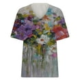 thumbnail image 4 of Aloohaidyvio Blouses for Women Plus Size,Womens Fashion Casual Plus Size Scenic Flowers Printing V-Neck T-Shirt Tops, 4 of 5