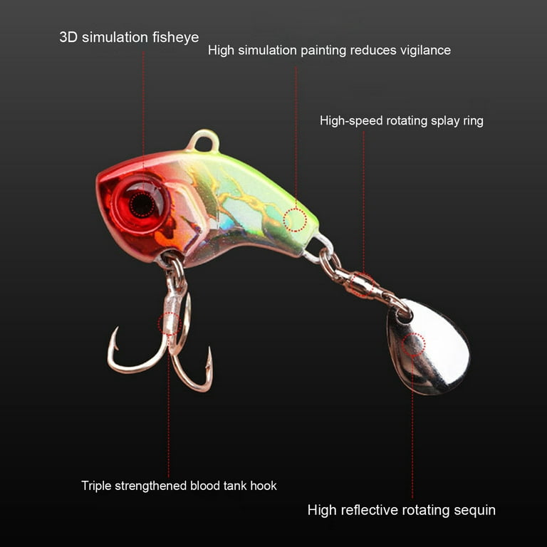 Bait Treble Hook 3D Simulation Fisheye Reflective Angling Metal Compound  Sequins Bait Outdoor Fishing-5Pcs 