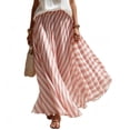 thumbnail image 7 of JGGSPWM Womens Elegant Striped Pleated Flowy Maxi Skirt High Elastic Waist Long Skirts, Soft Loose Fit Vacation Daily Wear for Spring Summer Pink XXL, 7 of 7