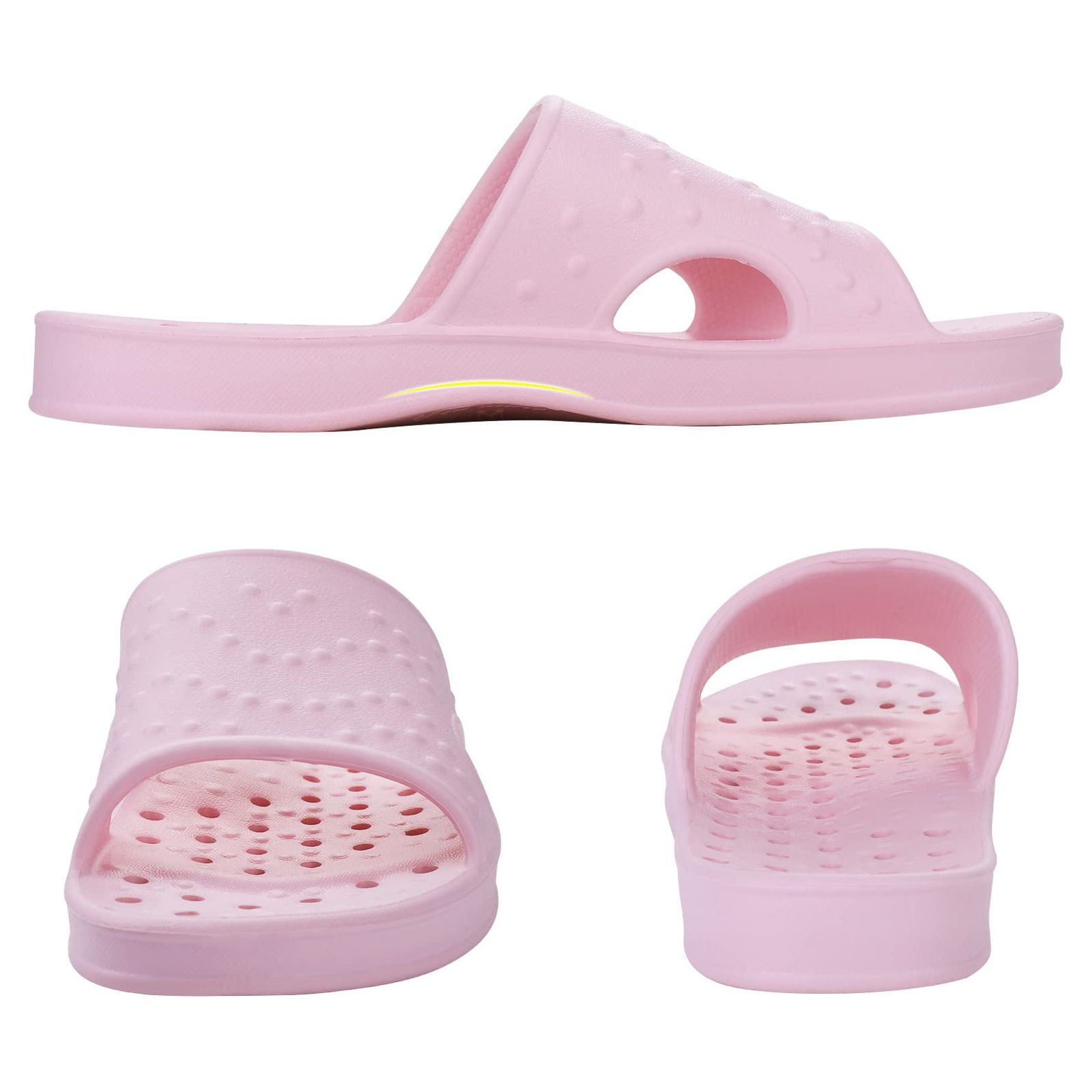 Litfun Zapatos de Ducha para Mujer Hombre, Zapatillas de Baño Antideslizantes de Secado Rápido, Sandalias de Ducha con Orificios de Drenaje, Rosa