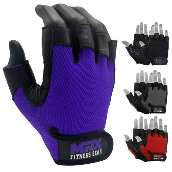 Weightlifting Gloves Palm Grip Half Finger Body Building Gym Glove for Exercise Training Fitness Workout Men's/Women's Purple Small
