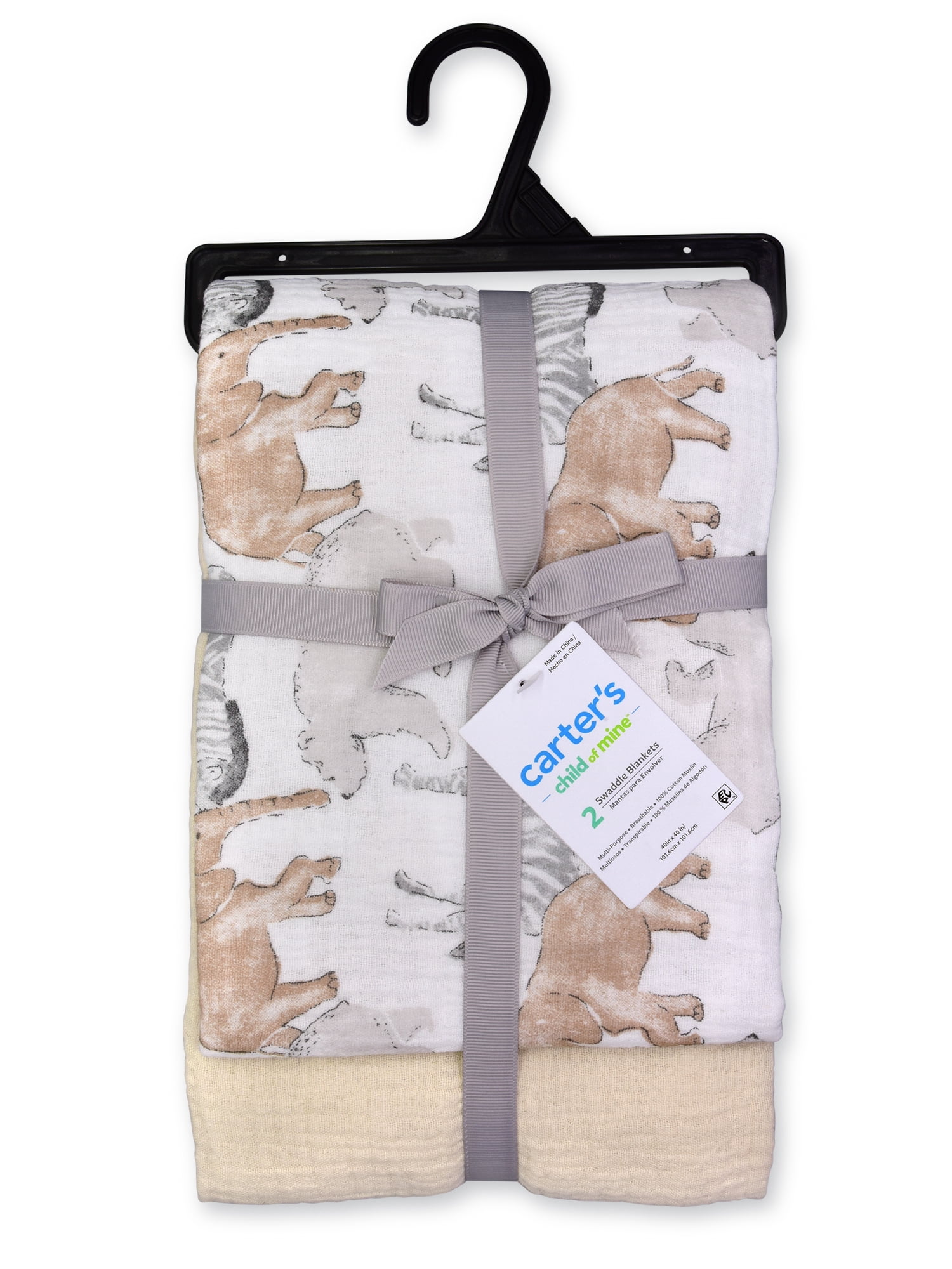 Carter's Child of Mine, Infant Safari Swaddle, 2 Pack