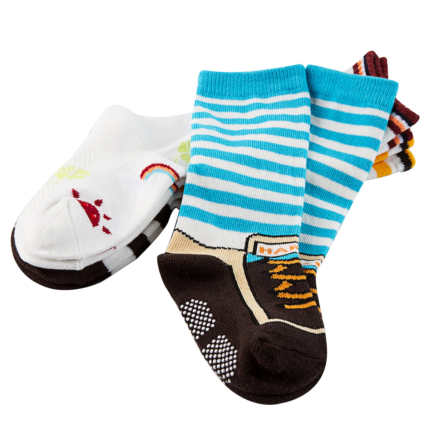 Toddler Boys ABS Cotton Blend Anti Non Slip Socks 3 Pairs Size 0-12 months Baby 