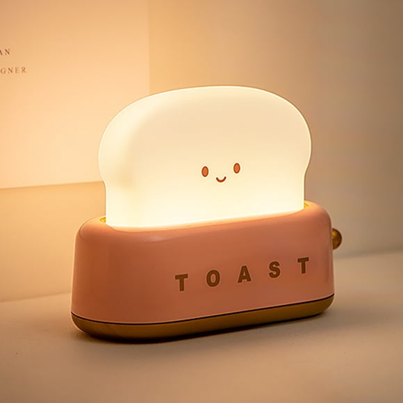 Lieonvis Tostada Night Luz Lindo Pan LED Night Lámpara Creativa USB Luz de Carga Dormitorio Portátil Mesita de Noche Luz Temporizador y Regulable para Adolescentes Niños Niñas Cumpleaños