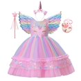 thumbnail image 1 of Vestido de princesa arcoíris Pastel para niñas pequeñas, vestido de fiesta de cumpleaños de noche de boda, disfraz de Cosplay de unicornio para niños Fivean unisex, 1 of 2