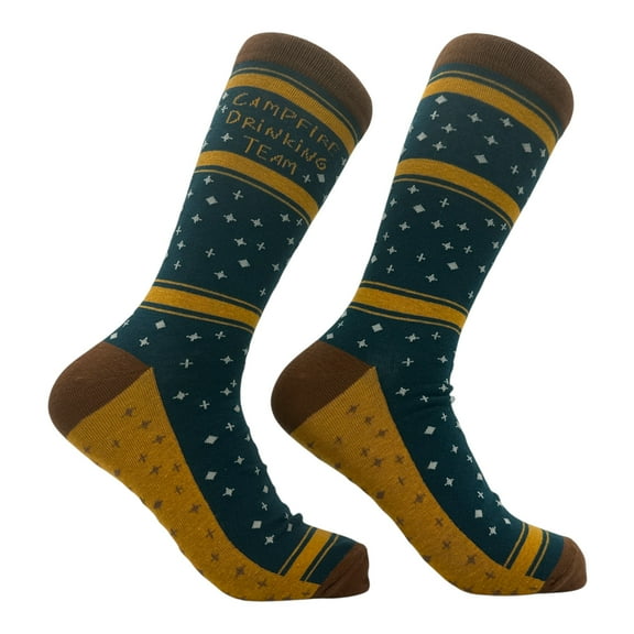 Campfire Drinking Team Socks Funny Sarcastic Camping Graphic Novelty Footwear for Men