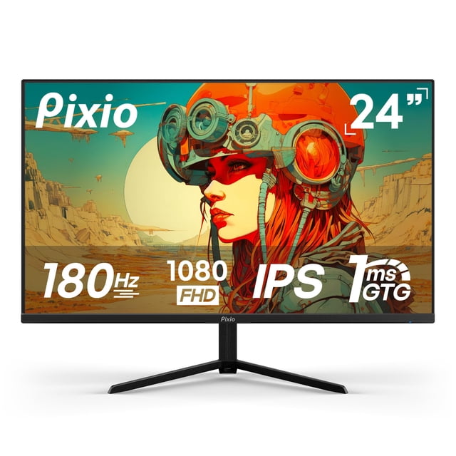 Pixio PX248 Prime V2 Noir 24 Pouces Taux de Rafraîchissement 180Hz FHD Résolution 1080p Panneau IPS Rapide Temps de Réponse GTG 1ms Synchronisation Adaptative Haut-Parleurs LED Intégrés T