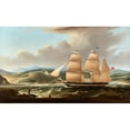 thumbnail image 2 of Robert Salmon 18x12 Black Ornate Wood Framed Double Matted Museum Art Print Titled - Lone British Schooner, 2 of 5
