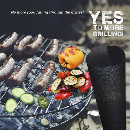 Patio Door Security Grill Non-Stick BBQ Grill Mats, Set of 2 Barbecue Mat Durable, Heavy Duty, Reusable and Easy to Clean, FDA-Approved, PFOA Free, Size 13