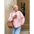 thumbnail image 2 of Suéter suelto liso para mujer, jersey tejido de manga larga con cuello redondo elegante a la moda, tops gruesos y cálidos para otoño 2023 para mujer, 2 of 5