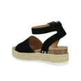 thumbnail image 3 of Soda Women Wedge Sandals Open Toe Ankle Strap Flatform Espadrilles Trim Platform TOPIC-S Black 7, 3 of 3