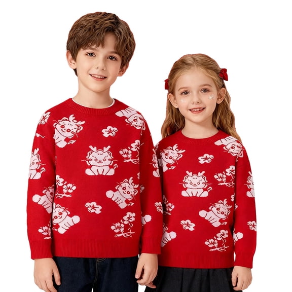 Mercatoo Boys Christmas Sweater Kids Funny Santa Xmas Sweatshirt Girls Classic Pullover Long Sleeve Soft Warm Winter Sweaters