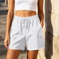 thumbnail image 5 of biudgviw Women's Sweat Shorts Elastic Waist Cargo Shorts Summer Casual Drawstring Shorts with Multi Pockets for Daily Wear, 5 of 7