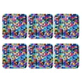 thumbnail image 2 of Balery 6 Pcs Colorful Tie Dye Stained Glass 2leather Coasters Set, Drink Table Cup Coasters For Living Room Kitchen Coffee Decor, 2 of 9