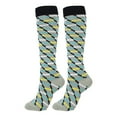 thumbnail image 2 of Bas de Compression 20-30 mmHg Longueur Genou Bas de Randonnée Sport Bas de Compression Sport Longueur Chaussettes de Cyclisme pour Course Unisexe Cyclisme, Gris Noir, Carreaux, P/M, 2 of 8