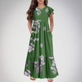 thumbnail image 1 of Qiopertar Grandes Économies de Vacances! Mode Filles Été Nouvelles Manches Courtes Robe à Col Rond Imprimée en Liquidation Offres d'Accès Anticipé, 1 of 7