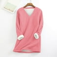 thumbnail image 2 of Fanxing Fleece Sweatshirts for Women V Neck Long Sleeve Tops Pullovers Sherpa Velour Lined Crewneck Sweatshirt Long Sleeve Thermal Top, 2 of 4