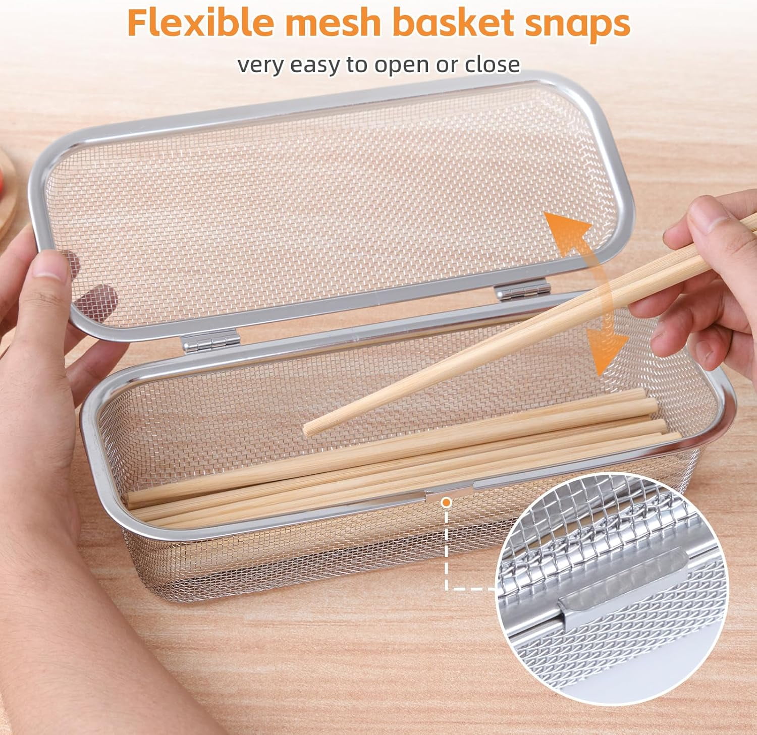 ABPETE Dishwasher Basket, Stainless Steel Dishwasher Silverware Basket, Replacement Utensil Rectangular Mesh Drain for Small Items