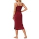 thumbnail image 3 of Camisón de noche sin mangas de punto acanalado para mujeres INSPIRE CHIC, elegante vestido de dormir midi de verano, camisón rojo, 3 of 6