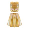 thumbnail image 2 of Haitryli Kids Cheer Outfit Hip Hop Dance Dress Sets 2 Pcs Shiny Skirt And Top Set for Stage Performance Yellow 6-10, 2 of 7
