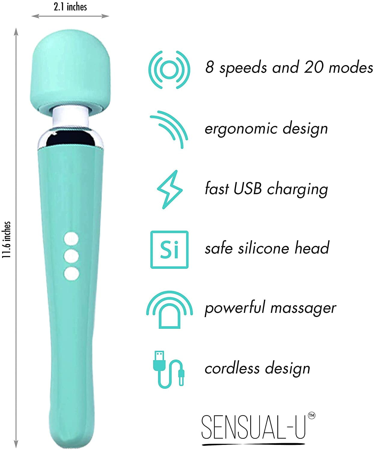 Therapeutic Personal Massager - Handheld Cordless, Powerful - 8