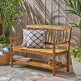 thumbnail image 2 of Eddie Rustic Acacia Wood Bench with Shelf, Teak, 2 of 8
