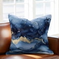 thumbnail image 2 of Abstract Art Throw Pillow Cover Gold Blue Gradient Marble Texture Cotton Linen Cushion Cover Throw Pillow Case with Invisible Zipper for Couch Sofa Bed Chair Car 20x20 Inch, 2 of 10