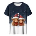 thumbnail image 6 of Axdhxbd Womens Christmas Shirt Cute Highland Cow Graphic Tees Xmas Short Sleeve Crew Neck Tshirts Plus Size Holiday Tops S-5XL, 6 of 7