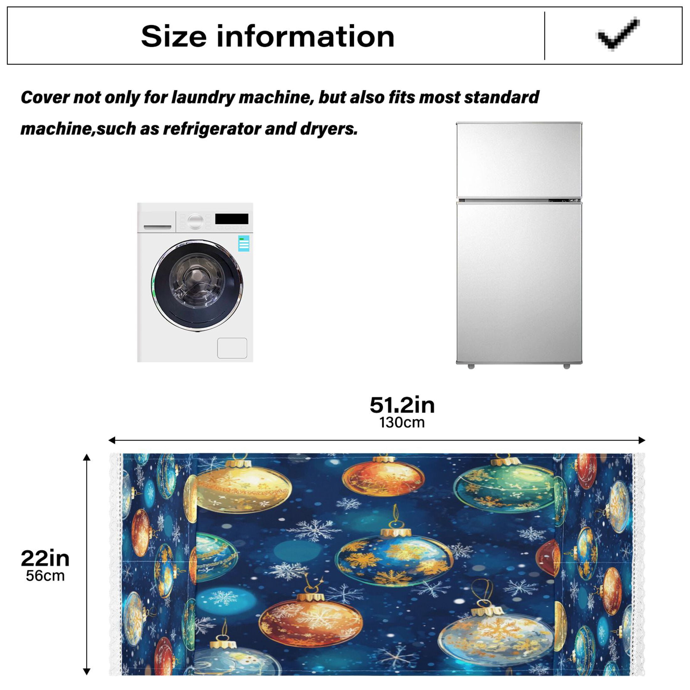 WOBOGO Christmas Glass Ball Pattern on Blue Background Washing Machine Cloth Dryer Refrigerator Top Cover Protective Non-Slip Mat For Kitchen Laundry