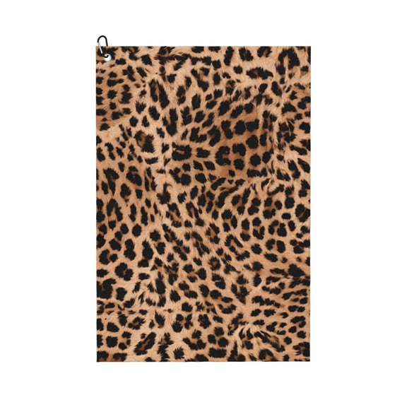 Golf Towel 24x16in Absorbent Quick Dry Decontamination Mountain-Climbing Clench Designed To Carry Four Side Locks Leopard Print Pattern